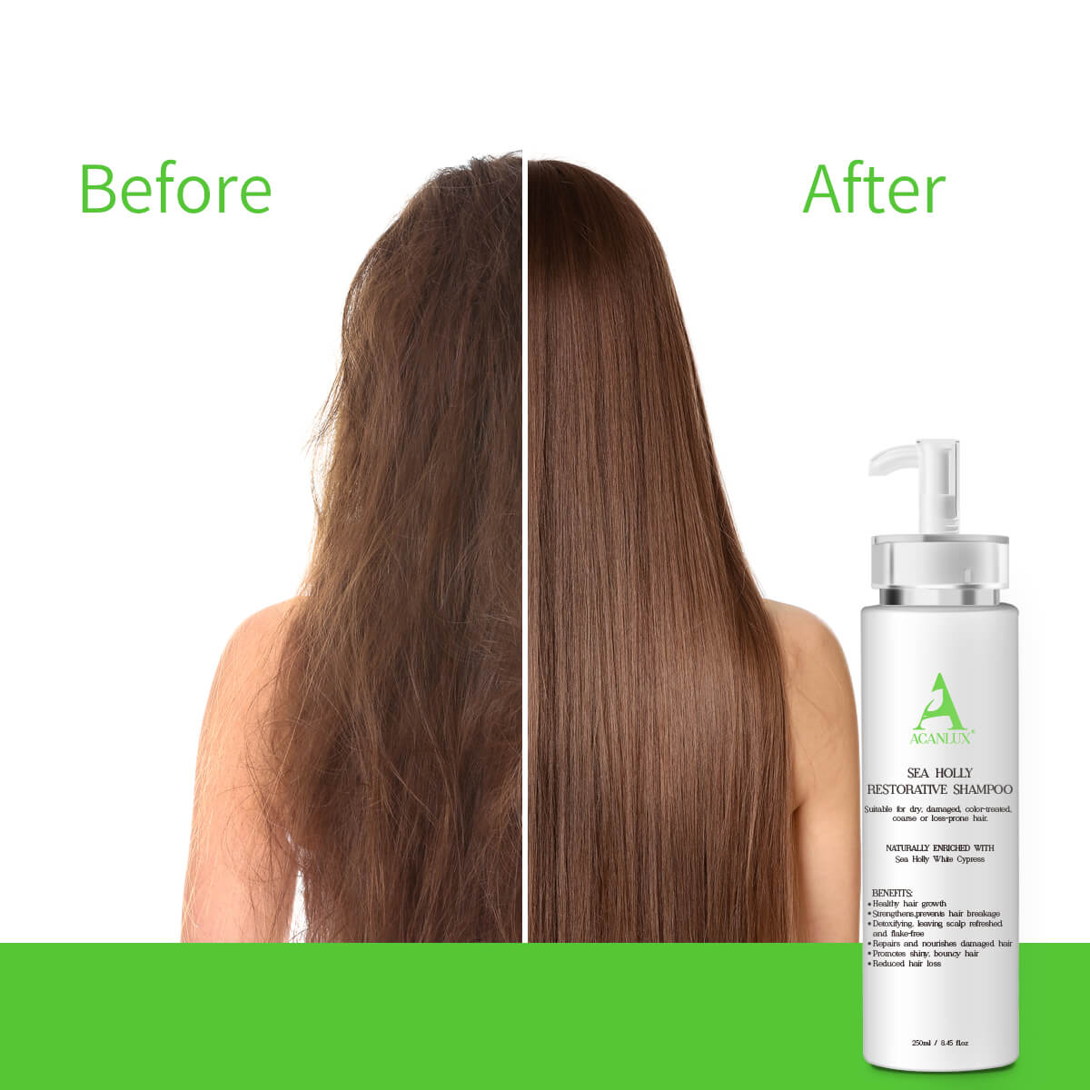 ACANLUX Restore Shampoo for Dry Damage Repair Care Frizzy Anti-Hair Loss, 250 mL